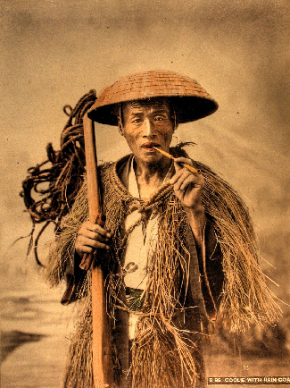 Traditional Japanese straw rain cape